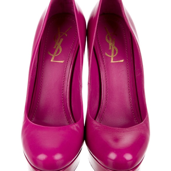 Magenta leather Yves Saint Laurent platform pumps - Picture 4 of 6